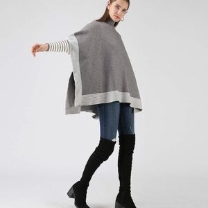 Gray Striped Women's Sweater Cape